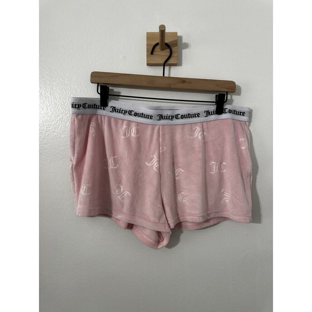 Juicy Couture Shorts Womens XL Pink Velour Boxer Pajama Y2K Vintage